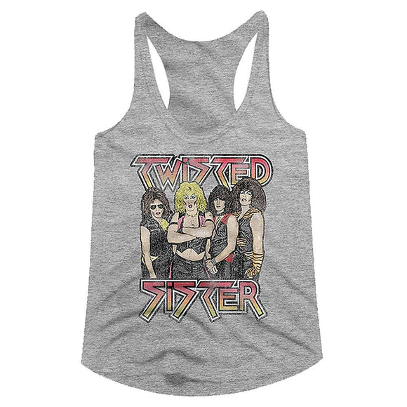 TWISTED SISTER LADIES RACERBACK XS T-Shirt in GRAY Heather