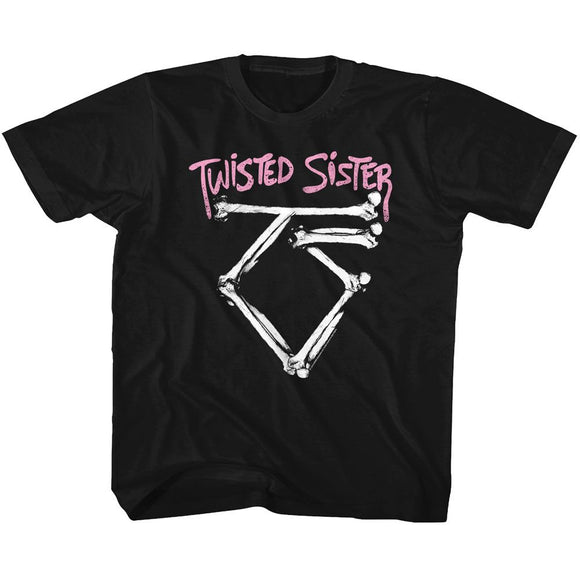 TWISTED SISTER BONE LOGO TODDLER 2T T-Shirt in Black