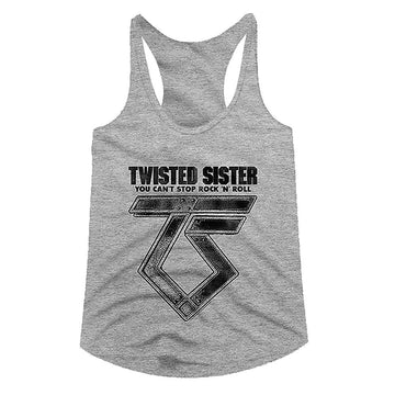 TWISTED SISTER CANT STOP ROCKNROLL LADIES RACERBACK XS T-Shirt in GRAY Heather