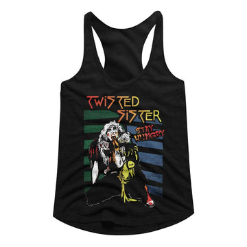 TWISTED SISTER STAY HUNGRY LADIES SLIMFIT RACERBACK S T-Shirt in Black