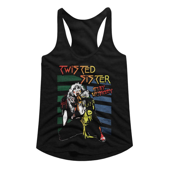 TWISTED SISTER STAY HUNGRY LADIES SLIMFIT RACERBACK S T-Shirt in Black
