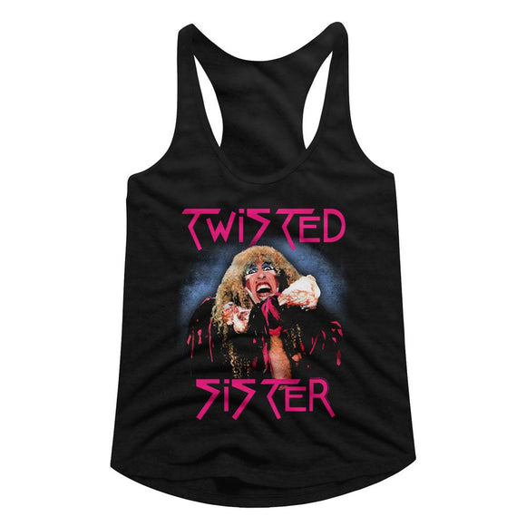 TWISTED SISTER TWISTED DEE LADIES SLIMFIT RACERBACK S T-Shirt in Black