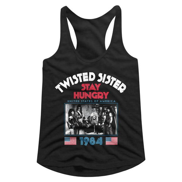 TWISTED SISTER STAYHUNGRY LADIES SLIMFIT RACERBACK S T-Shirt in Black