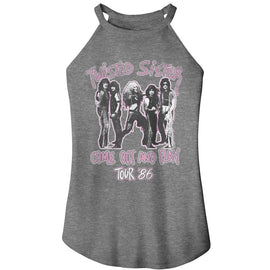 TWISTED SISTER COME OUT AND PLAY LADIES SLEEVELESS ROCKER T-Shirt in GRAY Frost