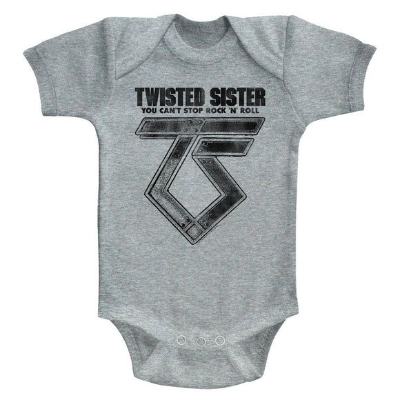 TWISTED SISTER CANT STOP ROCKNROLL INFANT 6M T-Shirt in GRAY Heather