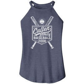 TWILIGHT BASEBALL 1 LADIES SLEEVELESS ROCKER TANK S T-Shirt in NAVY Frost