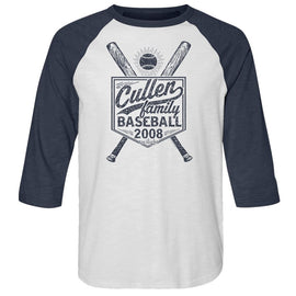 TWILIGHT BASEBALL 2 3/4 SLEEVE S T-Shirt in White Heather/indigo