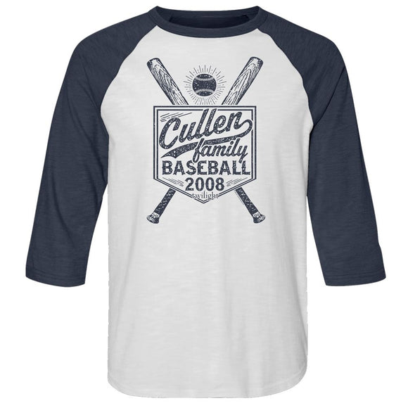 TWILIGHT BASEBALL 2 3/4 SLEEVE S T-Shirt in White Heather/indigo