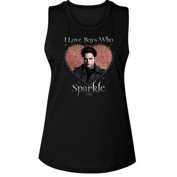 TWILIGHT LOVE THE SPARKLE LADIES MUSCLE TANK S T-Shirt in Black