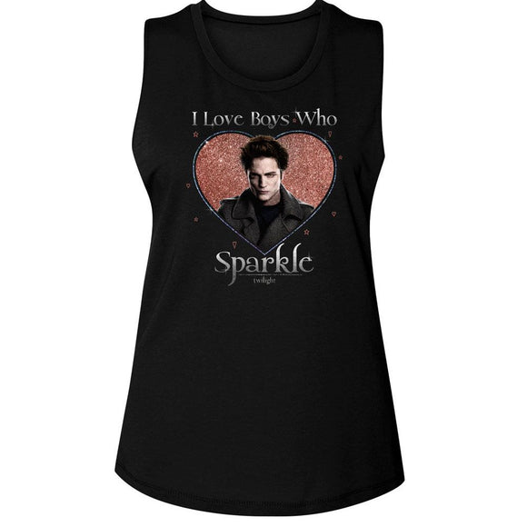 TWILIGHT LOVE THE SPARKLE LADIES MUSCLE TANK S T-Shirt in Black