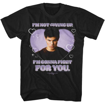 TWILIGHT JACOB FIGHT FOR YOU HEART S T-Shirt in Black