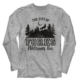 TWILIGHT THE CITY OF FORKS L/S S T-Shirt in GRAY Heather