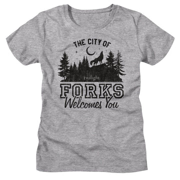 TWILIGHT THE CITY OF FORKS LADIES S T-Shirt in Athletic Heather