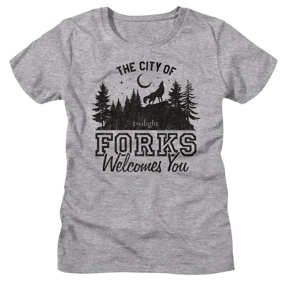 TWILIGHT THE CITY OF FORKS LADIES S T-Shirt in Athletic Heather