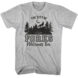 TWILIGHT THE CITY OF FORKS S T-Shirt in GRAY Heather