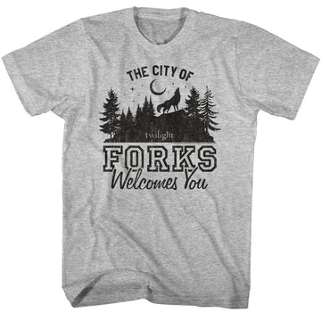 TWILIGHT THE CITY OF FORKS S T-Shirt in GRAY Heather