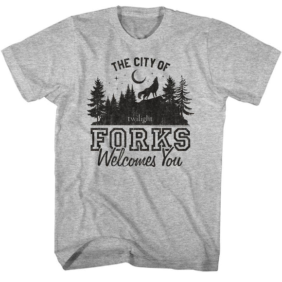 TWILIGHT THE CITY OF FORKS S T-Shirt in GRAY Heather