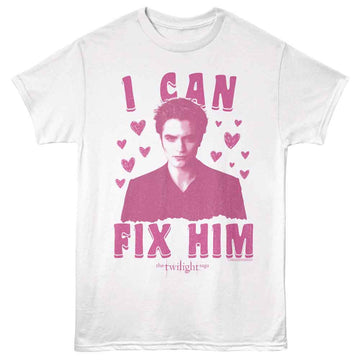 TWILIGHT FIX HIM SKETCHY HEARTS S T-Shirt in White