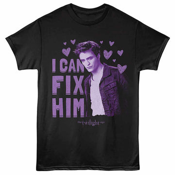 Twilight Fix Him Hearts Black Adult T-Shirt