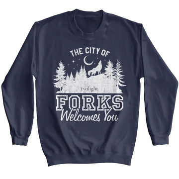 TWILIGHT THE CITY OF FORKS L/S S T-Shirt in NAVY