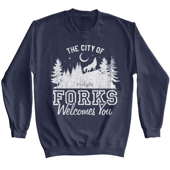 TWILIGHT THE CITY OF FORKS L/S S T-Shirt in NAVY