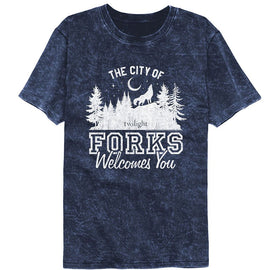 TWILIGHT THE CITY OF FORKS MINERAL WASH S T-Shirt in NAVY