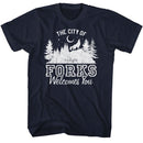 TWILIGHT THE CITY OF FORKS S T-Shirt in NAVY