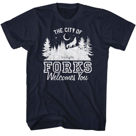 TWILIGHT THE CITY OF FORKS S T-Shirt in NAVY