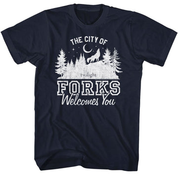 TWILIGHT THE CITY OF FORKS S T-Shirt in NAVY
