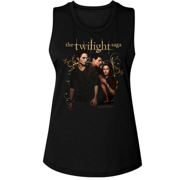 TWILIGHT EDWARD JACOB BELLA LADIES MUSCLE TANK S T-Shirt in Black