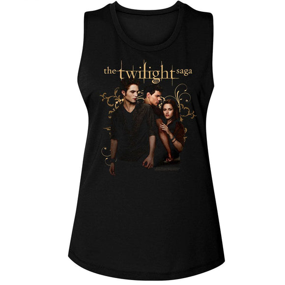 TWILIGHT EDWARD JACOB BELLA LADIES MUSCLE TANK S T-Shirt in Black