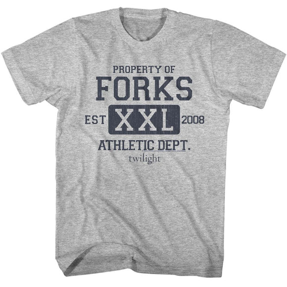 TWILIGHT FORKS ATHLETIC DEPT S T-Shirt in GRAY Heather