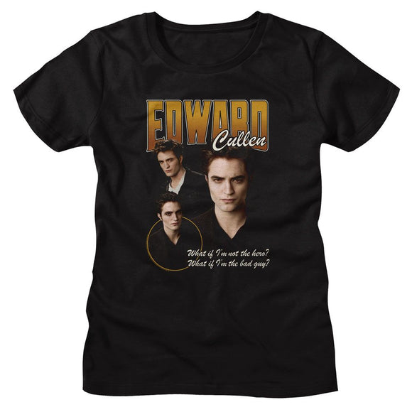 TWILIGHT EDWARD 3 CHARACTER POSE LADIES S T-Shirt in Black