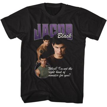 TWILIGHT JACOB RIGHT KIND OF MONSTER S T-Shirt in Black