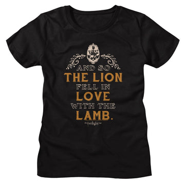 TWILIGHT LION LAMB QUOTE LADIES S T-Shirt in Black