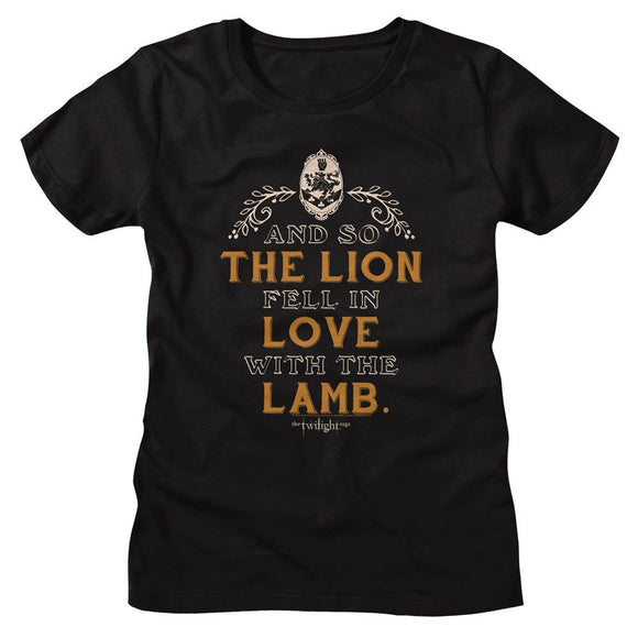 TWILIGHT LION LAMB QUOTE LADIES S T-Shirt in Black