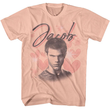TWILIGHT JACOB HEARTS S T-Shirt in Peach