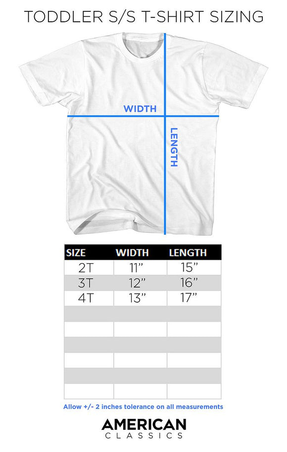 Toddler Size Chart for Captain Underpants Flying White Toddler T-Shirt