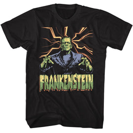 UNIVERSAL MONSTERS FRANKENSTEIN LIGHTNING BG S T-Shirt in Black