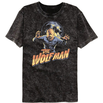 UNIVERSAL MONSTERS MULTITONE WOLFMAN MINERAL WASH S T-Shirt in Black