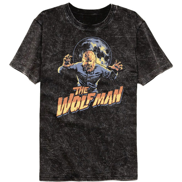 UNIVERSAL MONSTERS MULTITONE WOLFMAN MINERAL WASH S T-Shirt in Black