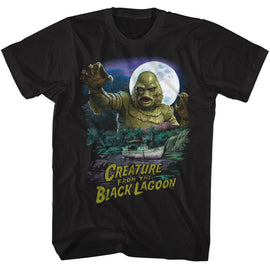 UNIVERSAL MONSTERS CREATURE AND BOAT SCENE S T-Shirt in Black