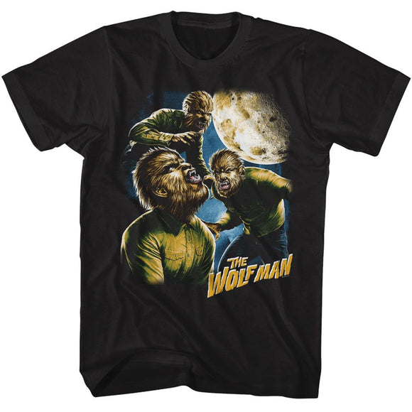 UNIVERSAL MONSTERS THREE WOLFMAN MOON S T-Shirt in Black