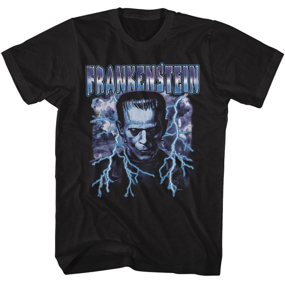 UNIVERSAL MONSTERS FRANKENSTEIN LIGHTNING S T-Shirt in Black