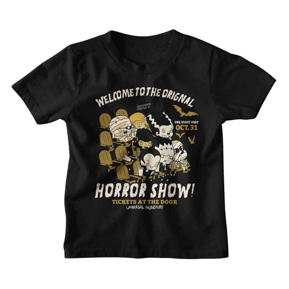 UNIVERSAL MONSTERS WELCOME TO HORROR SHOW TODDLER 2T T-Shirt in Black