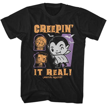 UNIVERSAL MONSTERS CREEPIN IT REAL S T-Shirt in Black