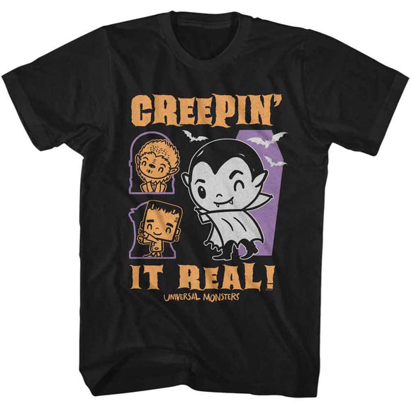 UNIVERSAL MONSTERS CREEPIN IT REAL S T-Shirt in Black