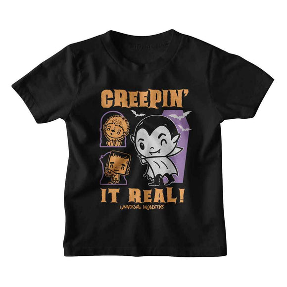 UNIVERSAL MONSTERS CREEPIN IT REAL TODDLER 2T T-Shirt in Black