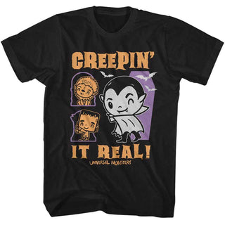 Universal Monsters Universal Monsters Creepin It Real Adult T-Shirts