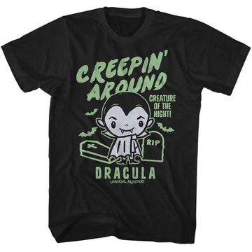 UNIVERSAL MONSTERS CREEPIN AROUND S T-Shirt in Black